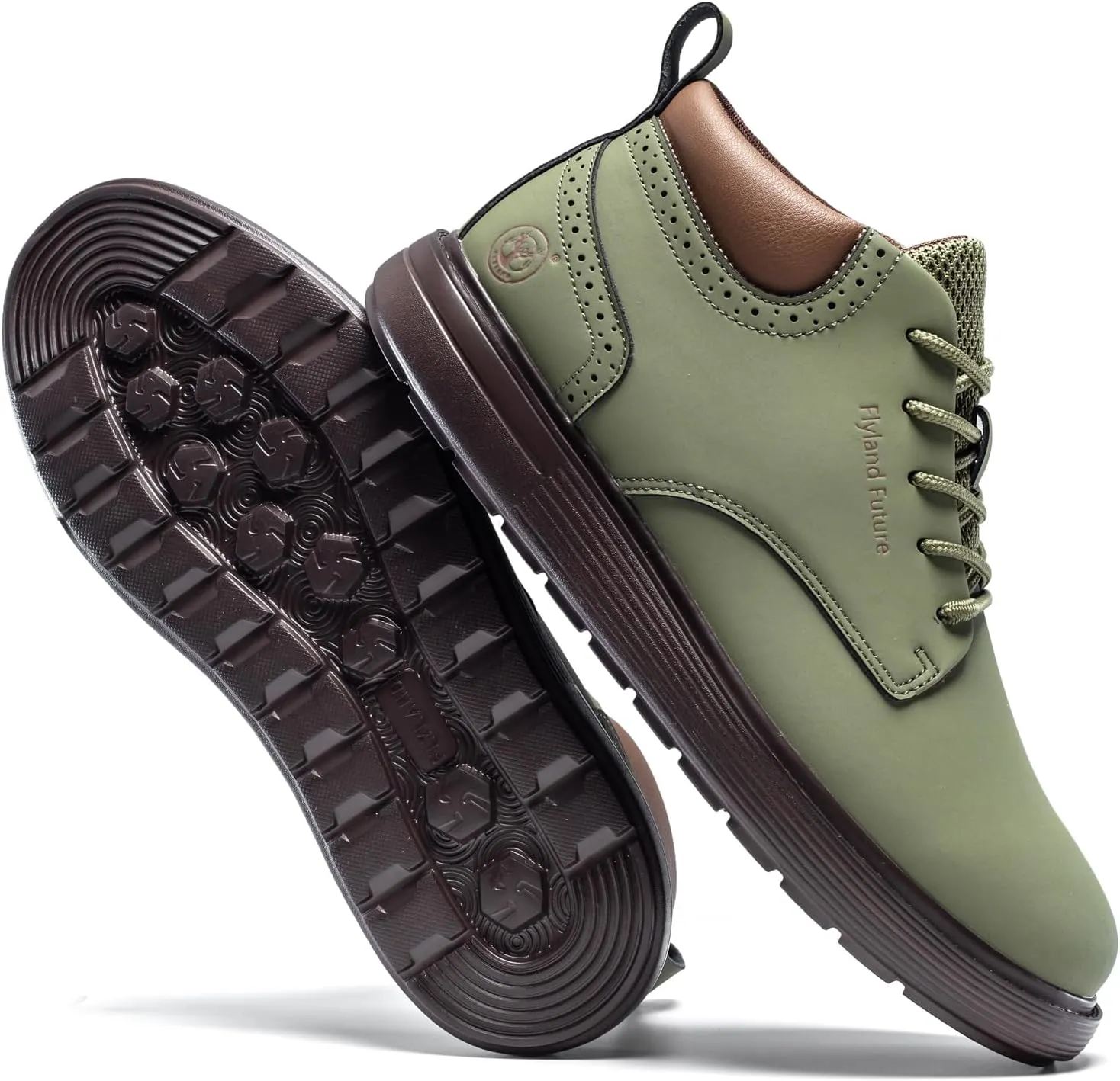 FLYLAND Men's Fashion Sneakers Chukaa Boots Leather Shoes Lace Up Lightweight Dress Boots Walking Driving Shoes