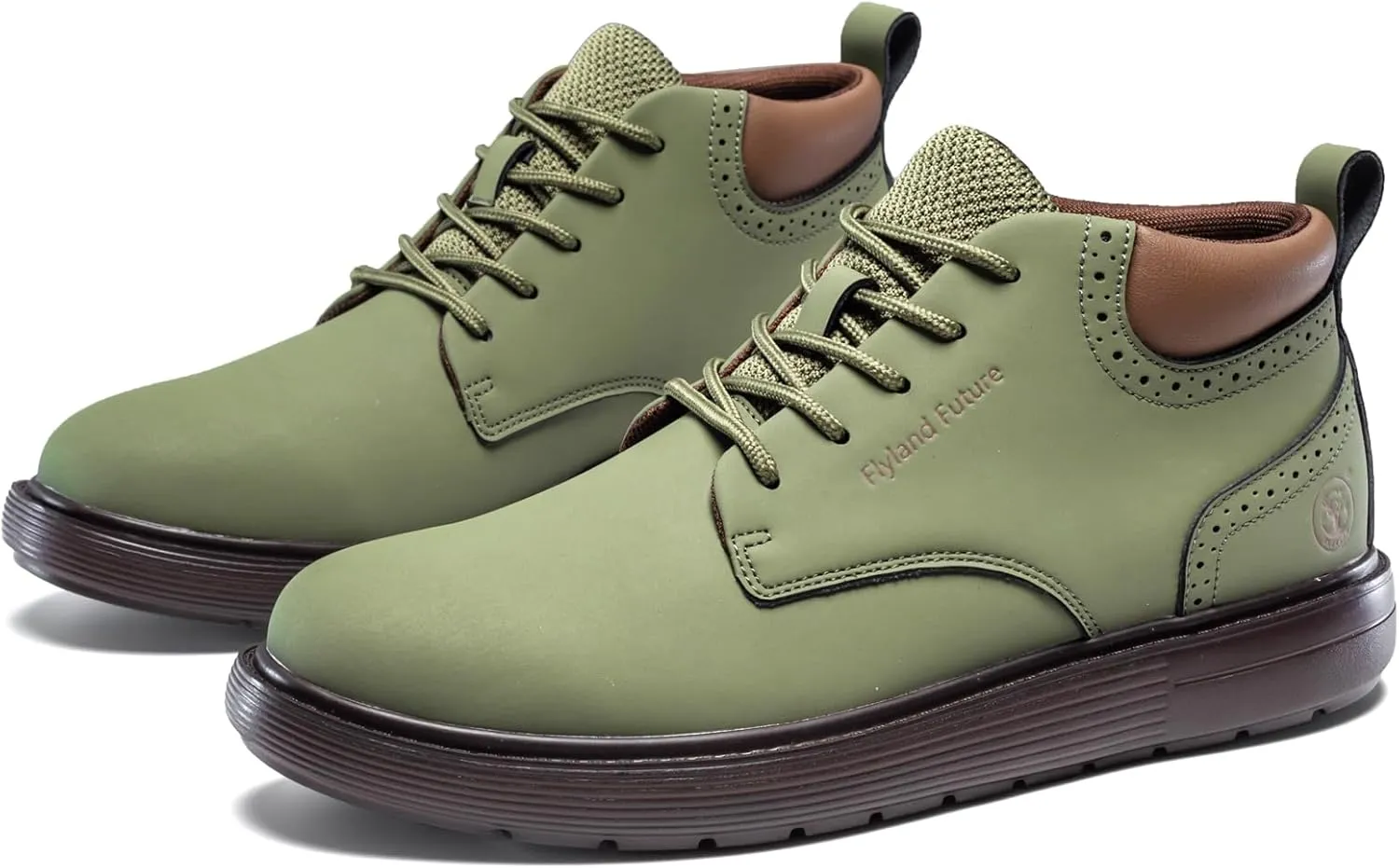 FLYLAND Men's Fashion Sneakers Chukaa Boots Leather Shoes Lace Up Lightweight Dress Boots Walking Driving Shoes