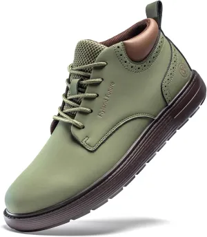 FLYLAND Men's Fashion Sneakers Chukaa Boots Leather Shoes Lace Up Lightweight Dress Boots Walking Driving Shoes