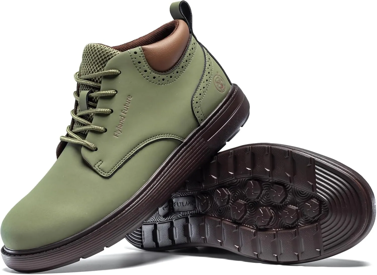 FLYLAND Men's Fashion Sneakers Chukaa Boots Leather Shoes Lace Up Lightweight Dress Boots Walking Driving Shoes