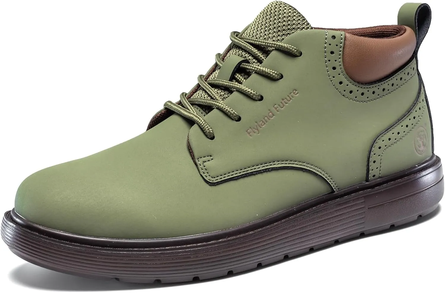 FLYLAND Men's Fashion Sneakers Chukaa Boots Leather Shoes Lace Up Lightweight Dress Boots Walking Driving Shoes