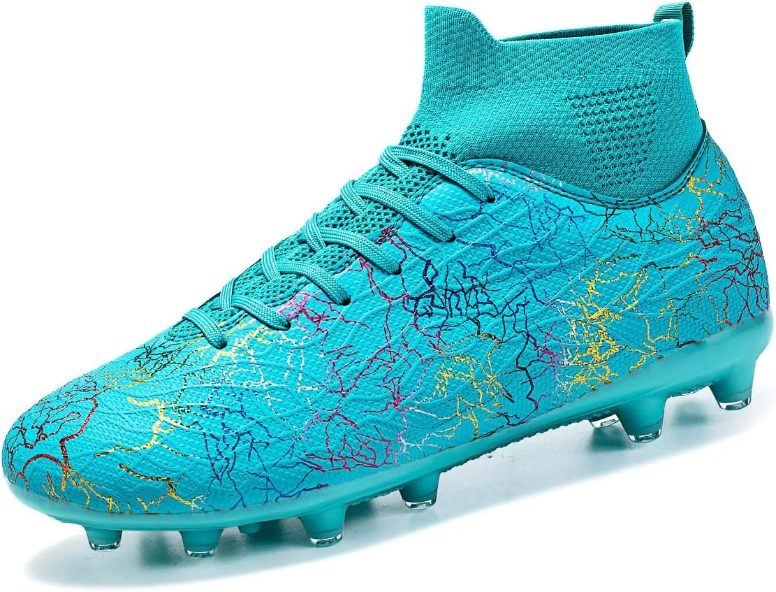 Football Cleats Men Women, Non-Slip High Top Soccer Shoes Lightweight Shock Resistant Training Boots Sneaker Breathable Professional Turf Shoes Sport Athletic Ground Football Boots Soccer Cleats