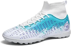 Football Cleats Men Women, Non-Slip High Top Soccer Shoes Lightweight Shock Resistant Training Boots Sneaker Breathable Professional Turf Shoes Sport Athletic Ground Football Boots Soccer Cleats