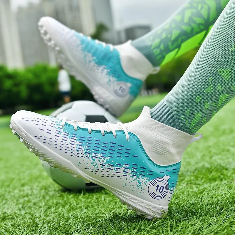 Football Cleats Men Women, Non-Slip High Top Soccer Shoes Lightweight Shock Resistant Training Boots Sneaker Breathable Professional Turf Shoes Sport Athletic Ground Football Boots Soccer Cleats