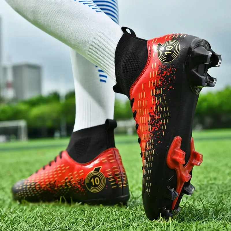 Football Cleats Men Women, Non-Slip High Top Soccer Shoes Lightweight Shock Resistant Training Boots Sneaker Breathable Professional Turf Shoes Sport Athletic Ground Football Boots Soccer Cleats