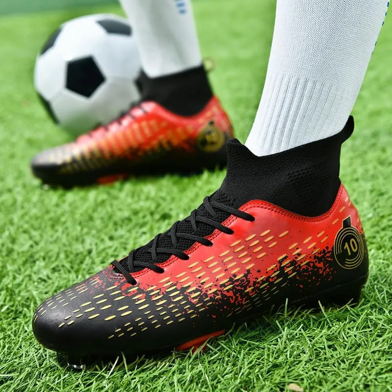 Football Cleats Men Women, Non-Slip High Top Soccer Shoes Lightweight Shock Resistant Training Boots Sneaker Breathable Professional Turf Shoes Sport Athletic Ground Football Boots Soccer Cleats