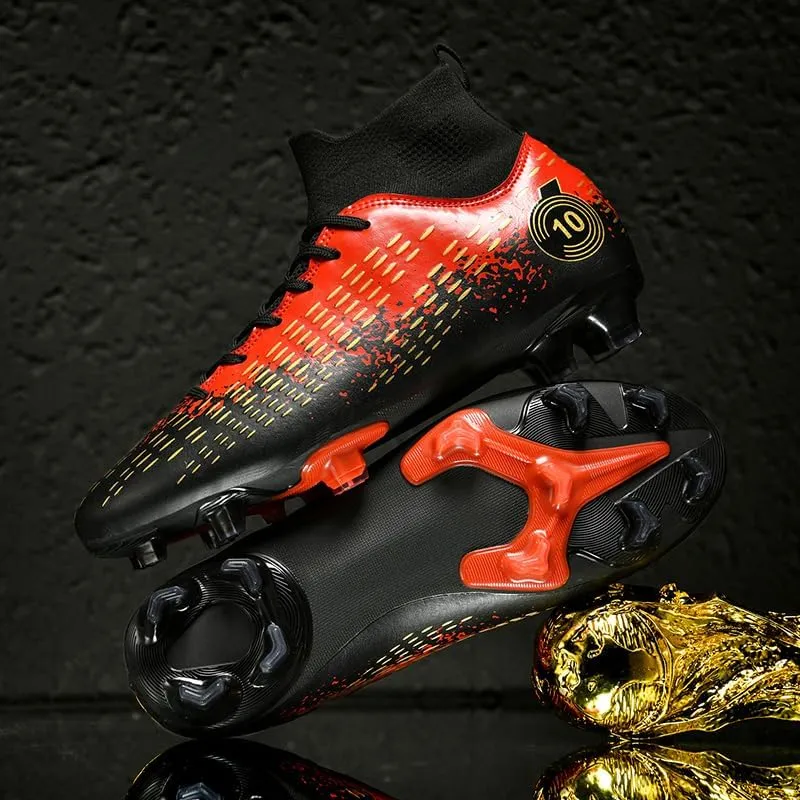 Football Cleats Men Women, Non-Slip High Top Soccer Shoes Lightweight Shock Resistant Training Boots Sneaker Breathable Professional Turf Shoes Sport Athletic Ground Football Boots Soccer Cleats