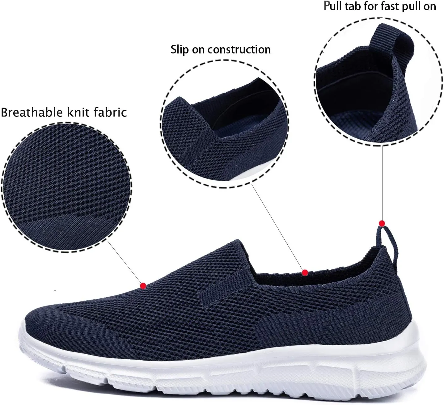 Frank Mully Men's Slip On Walking Shoes Lightweight Casual Knit Loafer Sneakers Comfortable Mesh Work Shoes Athletic Walking Shoes for Men Breathable