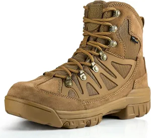 FREE SOLDIER Men's Tactical Waterproof Lightweight Hiking Boots Military Combat Boots Work Boots(Brown 9.5), Waterproof Brown