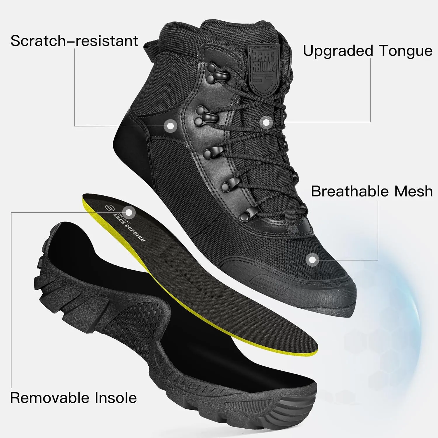 FREE SOLDIER Men's Waterproof Hiking Military Boots