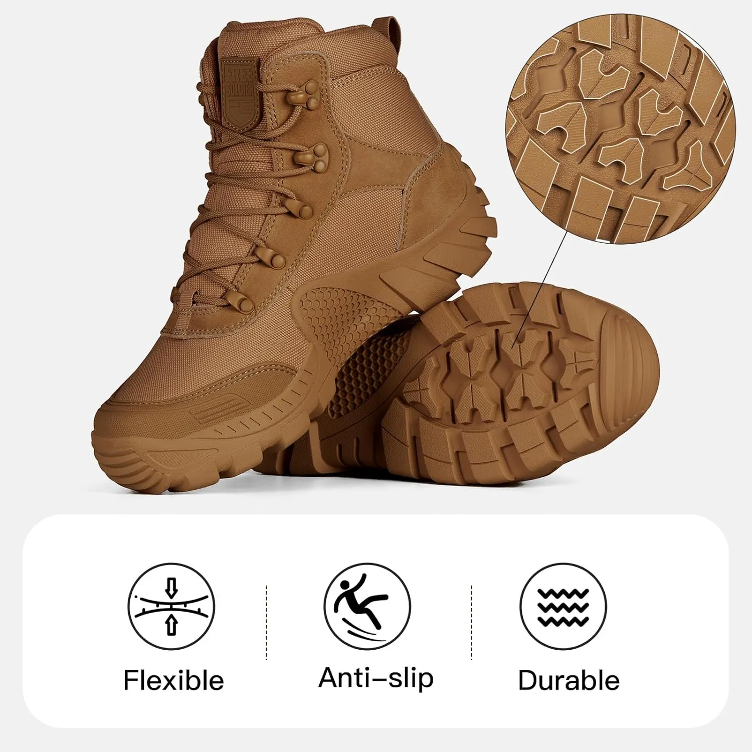 FREE SOLDIER Men's Waterproof Hiking Military Boots