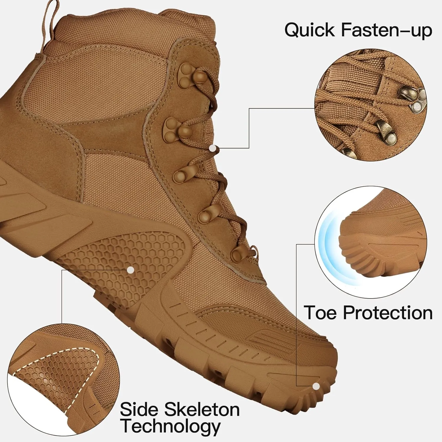 FREE SOLDIER Men's Waterproof Hiking Military Boots