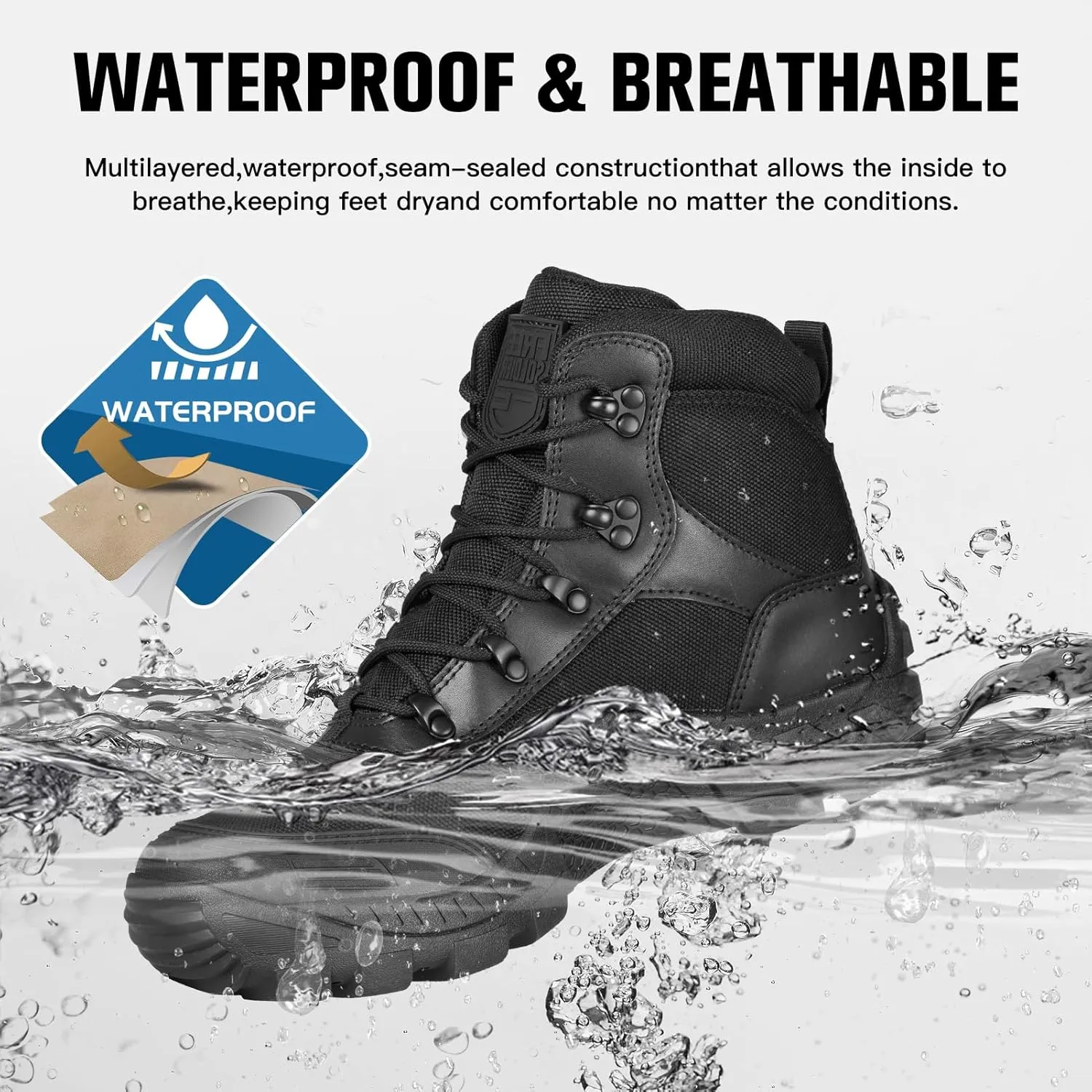 FREE SOLDIER Men's Waterproof Hiking Military Boots