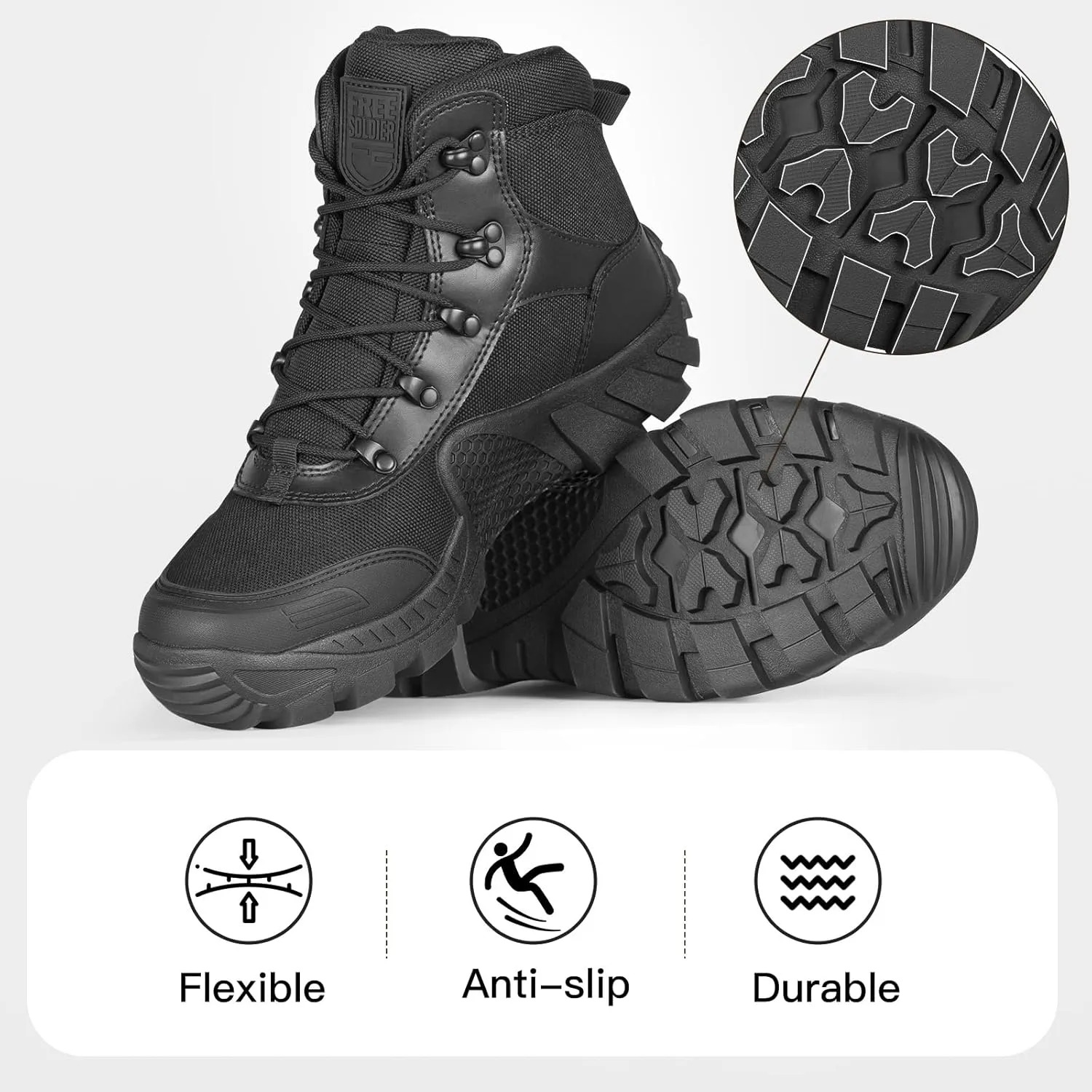 FREE SOLDIER Men's Waterproof Hiking Military Boots
