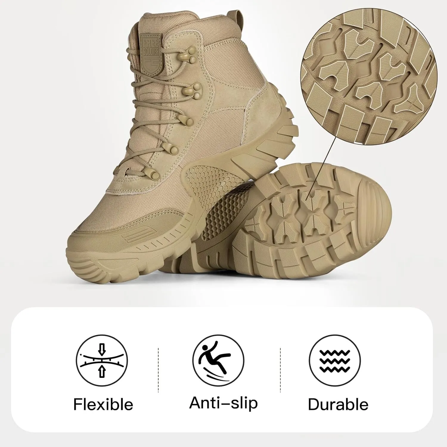 FREE SOLDIER Men's Waterproof Hiking Military Boots