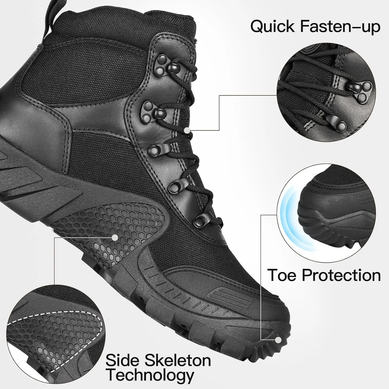 FREE SOLDIER Men's Waterproof Hiking Military Boots