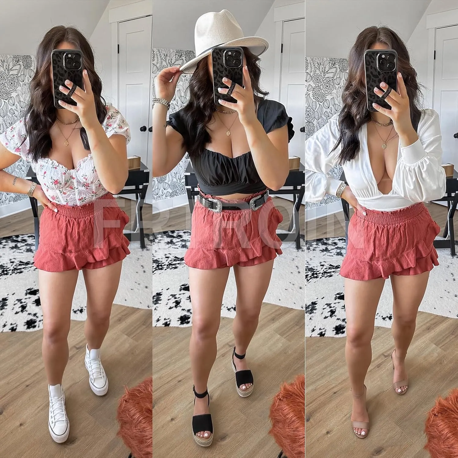 FRTROIN Skorts Skirts for Women Fashion Mini Wrap Skirt Flowy Linen Cotton High Waisted Shorts for Summer