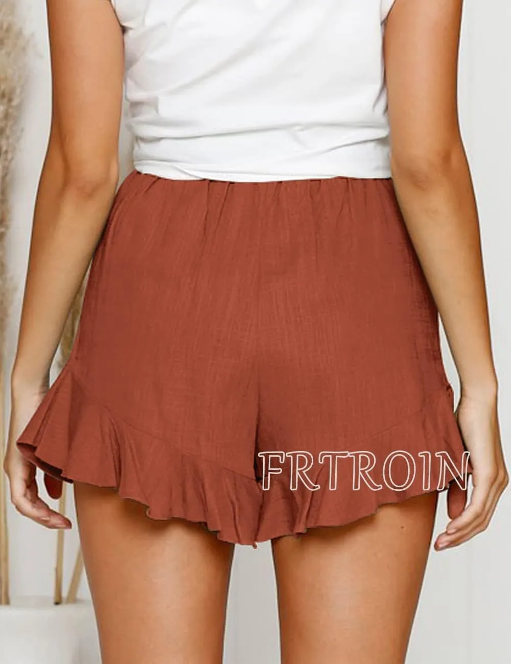FRTROIN Skorts Skirts for Women Fashion Mini Wrap Skirt Flowy Linen Cotton High Waisted Shorts for Summer