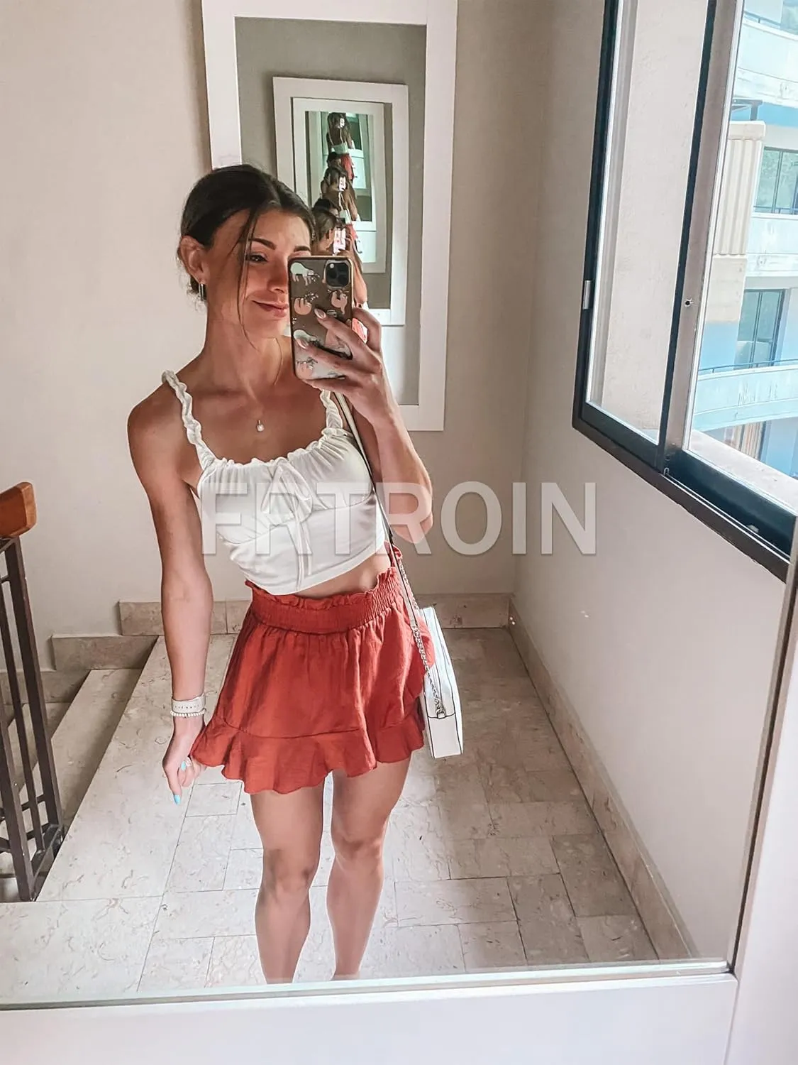 FRTROIN Skorts Skirts for Women Fashion Mini Wrap Skirt Flowy Linen Cotton High Waisted Shorts for Summer