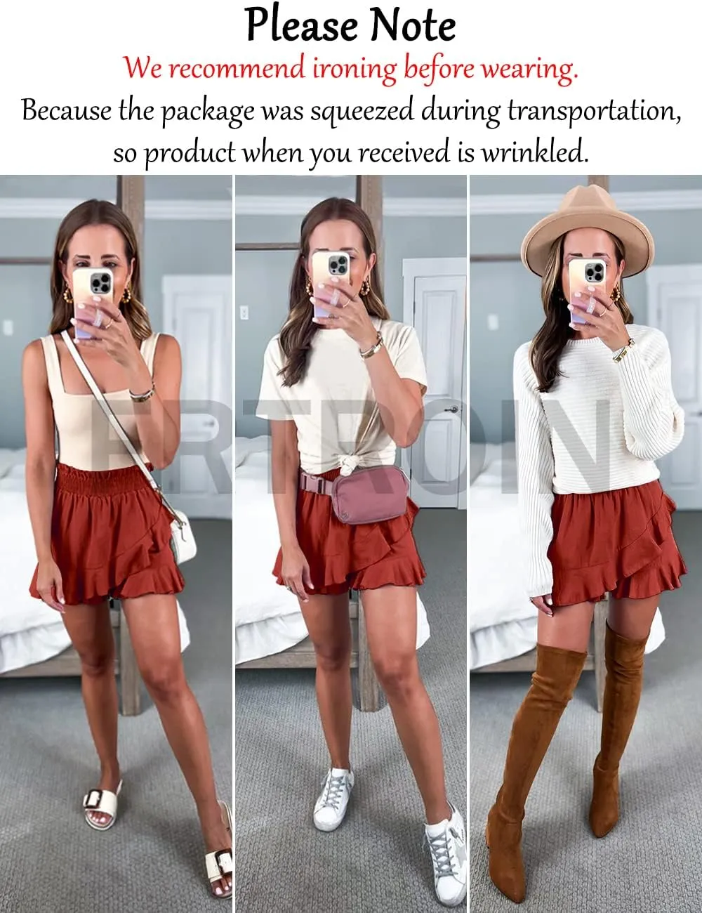 FRTROIN Skorts Skirts for Women Fashion Mini Wrap Skirt Flowy Linen Cotton High Waisted Shorts for Summer