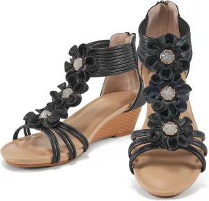 FUDYNMALC Sandals Womens Wedge Shoes: Comfortable Dressy Wedges Sandal with Zipper Summer Gladiator Sandals Open Toe