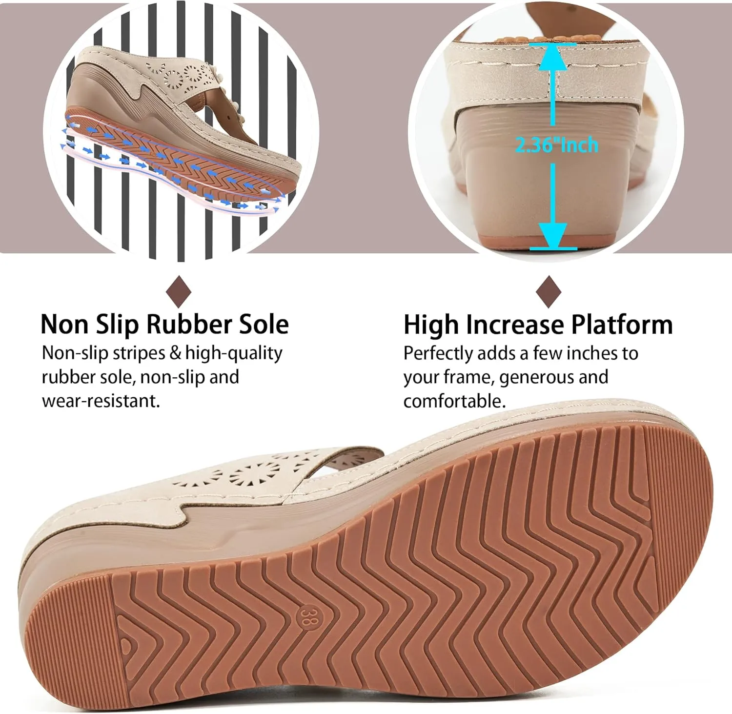 FUDYNMALC Womens Sandals Wedge Shoes: Summer Dressy Woman Platform Flip Flops Comfortable Casual Dress Wedding Wedges Footwear Ladies