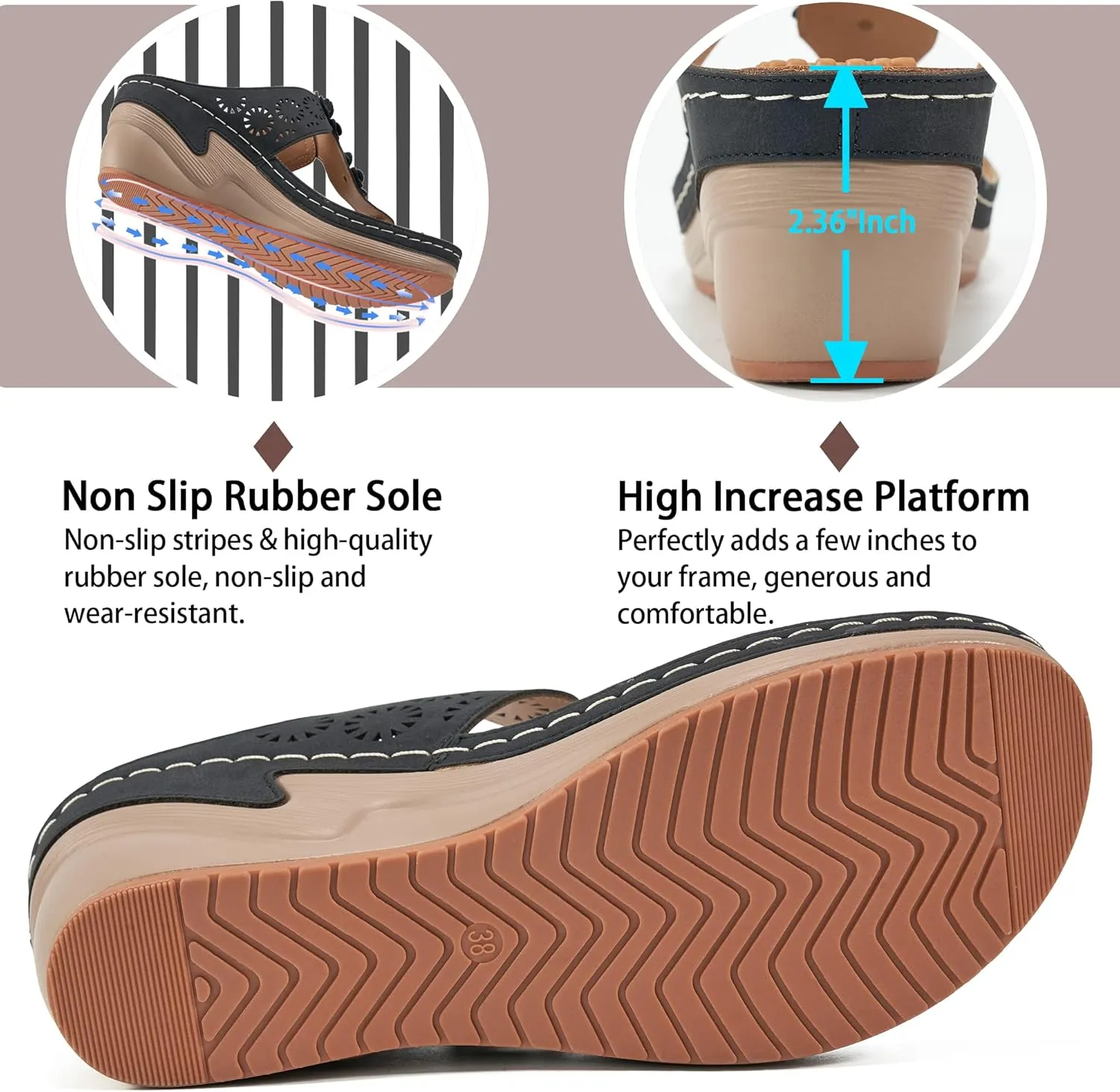 FUDYNMALC Womens Sandals Wedge Shoes: Summer Dressy Woman Platform Flip Flops Comfortable Casual Dress Wedding Wedges Footwear Ladies