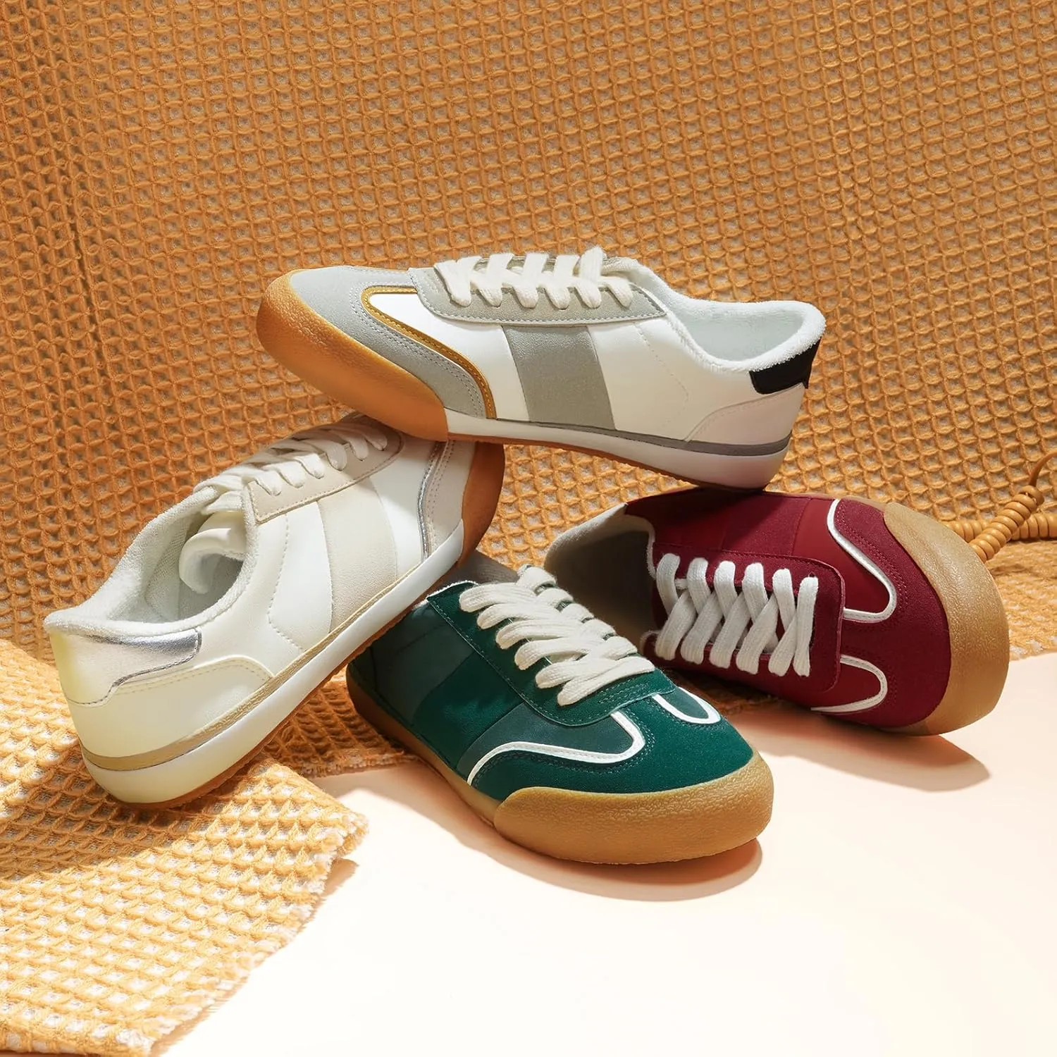 FUNKYMONKEY Women Fashion Sneakers Lace Up Comfort Casual Tennis Skate Shoes Lightweight Anti Slip Walking Footwear