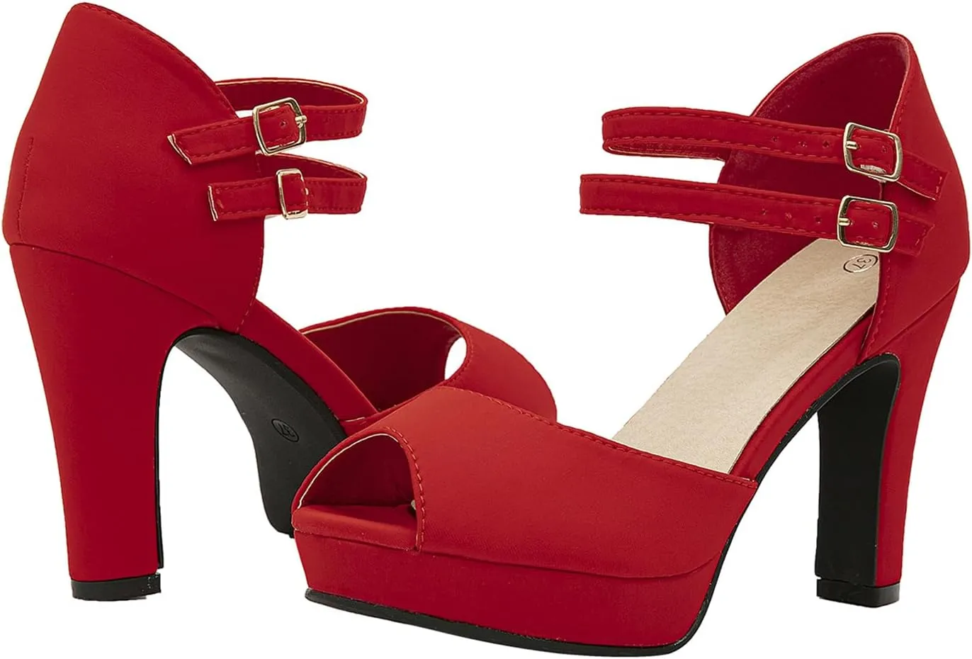 GATUXUS Women's Chunky High Heels Sandals Open Toe Platform Ankle Strappy Sandals Dress Shoes