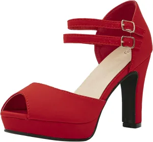 GATUXUS Women's Chunky High Heels Sandals Open Toe Platform Ankle Strappy Sandals Dress Shoes