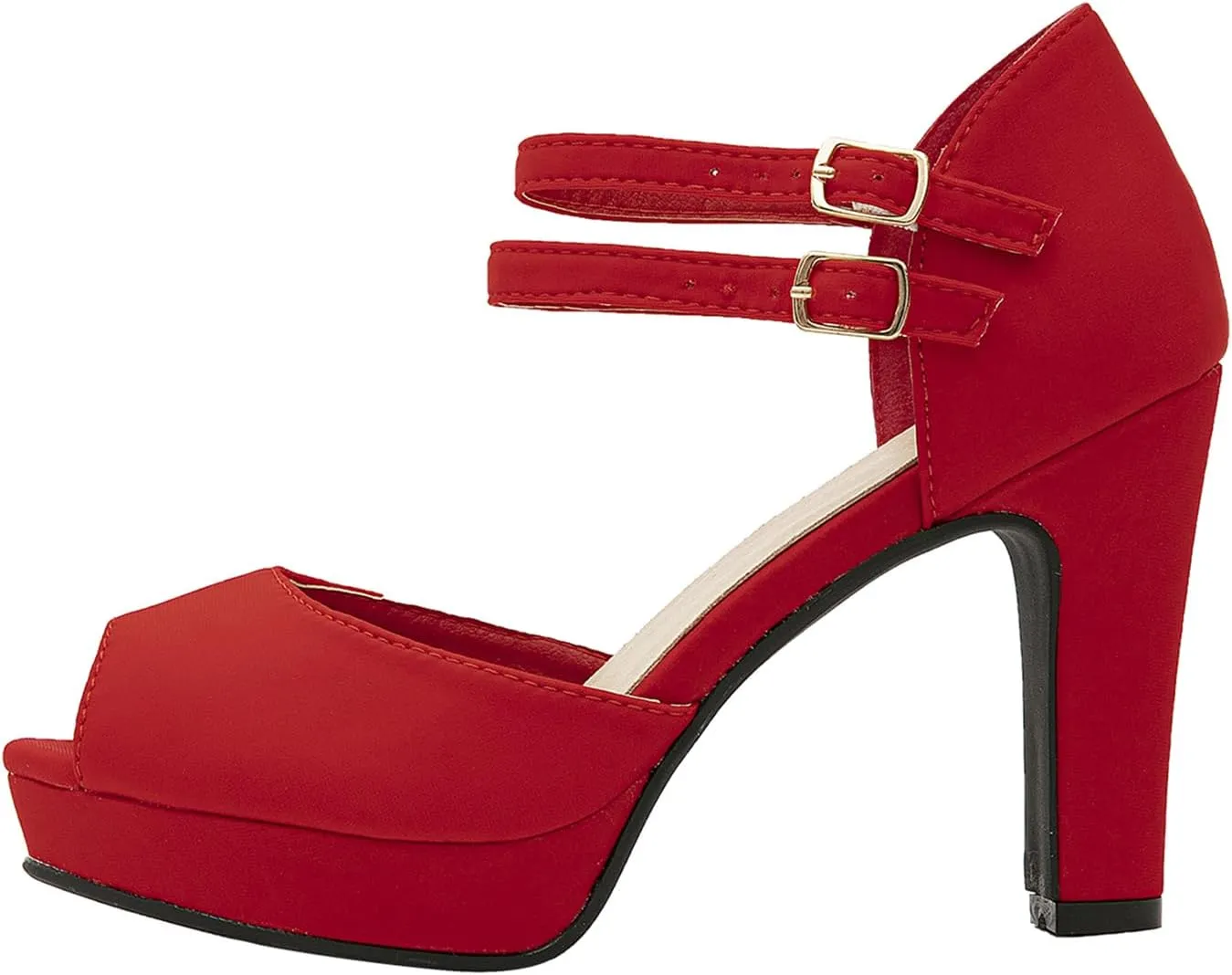 GATUXUS Women's Chunky High Heels Sandals Open Toe Platform Ankle Strappy Sandals Dress Shoes