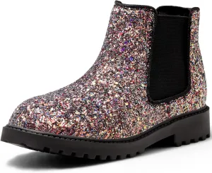 Girls Boots Kids Platform Ankle Boots Glitter Winter Boots For Teen Girls Toddler Boots Elastic Low Heel Girls Booties For Little Kids/Big Kids