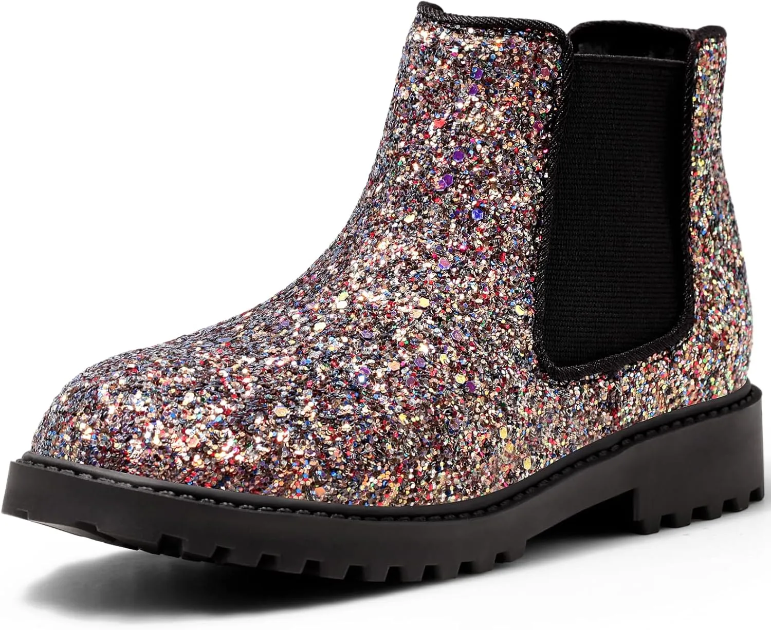Girls Boots Kids Platform Ankle Boots Glitter Winter Boots For Teen Girls Toddler Boots Elastic Low Heel Girls Booties For Little Kids/Big Kids