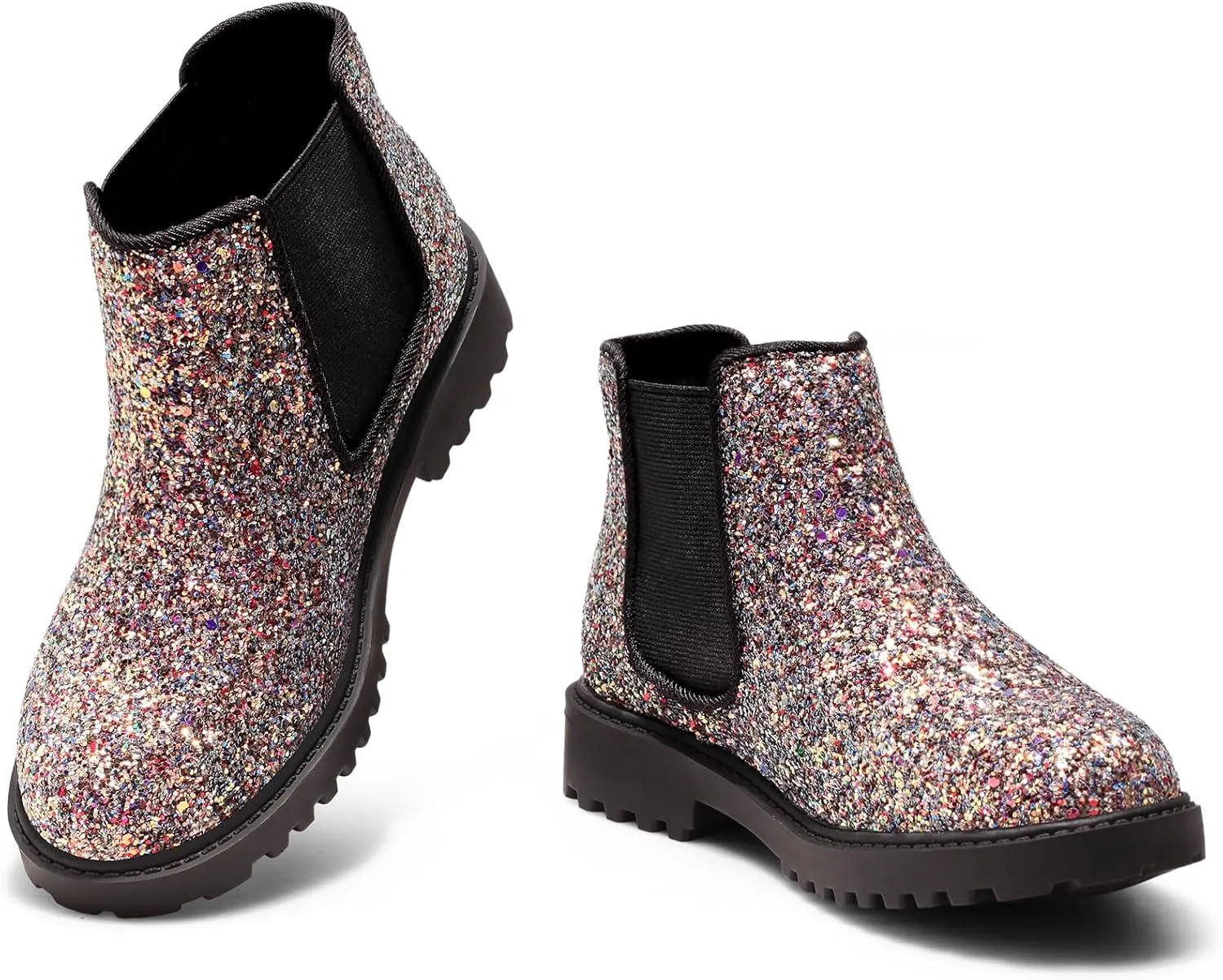 Girls Boots Kids Platform Ankle Boots Glitter Winter Boots For Teen Girls Toddler Boots Elastic Low Heel Girls Booties For Little Kids/Big Kids