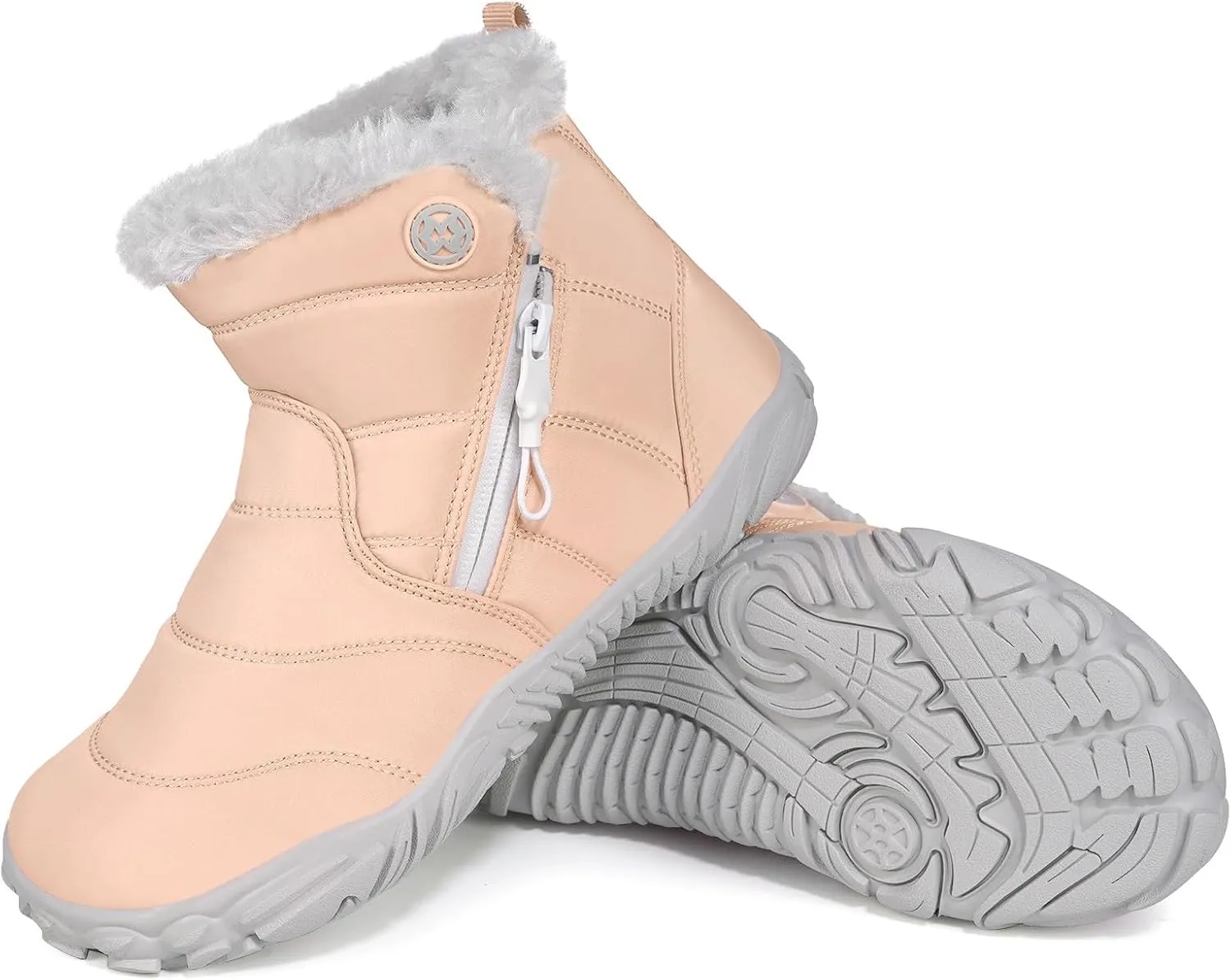 Girls Boys Barefoot Boots Shoes | Minimalist Little Kids/Big Kids Waterproof Ankle Winter Snow Boots | Zero Drop Sole | Wide Toe Box | Slip Resistant
