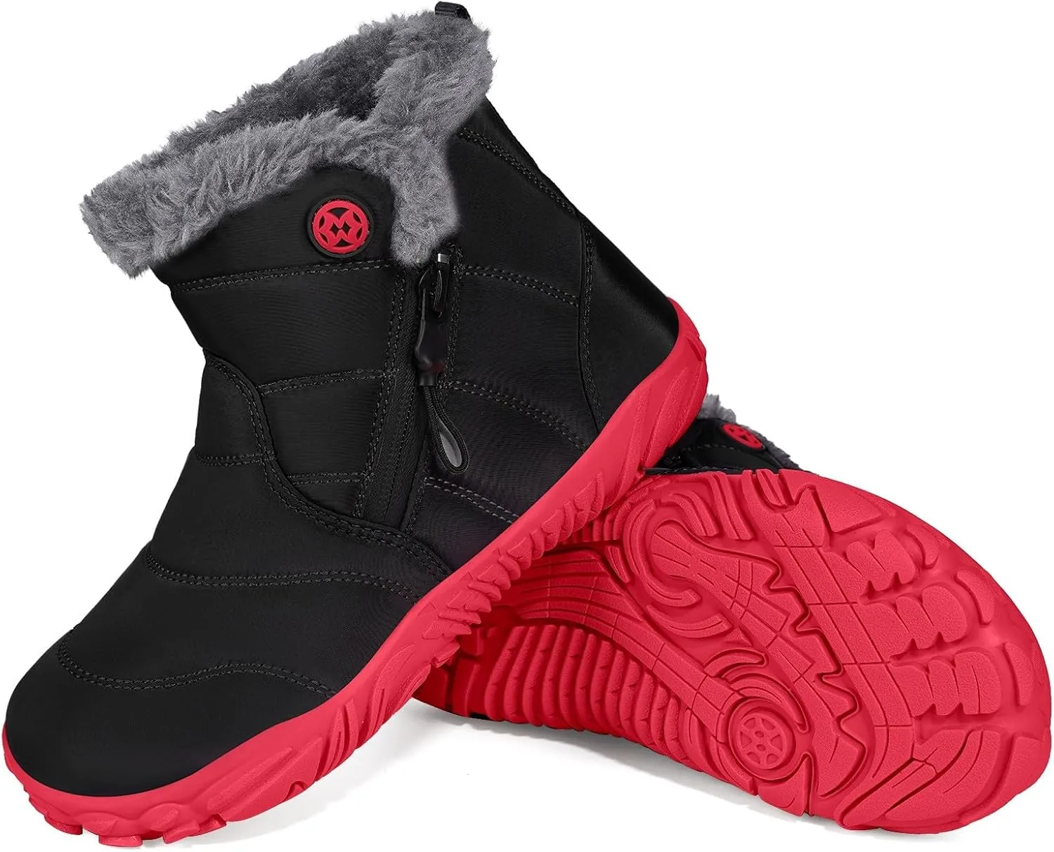 Girls Boys Barefoot Boots Shoes | Minimalist Little Kids/Big Kids Waterproof Ankle Winter Snow Boots | Zero Drop Sole | Wide Toe Box | Slip Resistant