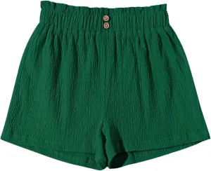 Girls' Casual Ruffled Paperbag Waist Shorts Elastic Summer Wide Leg Shorts