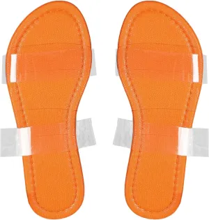 GORGLITTER Women's Clear Sandals Open Toe Transparent Two Strap Sandals Clear Slide Sandals