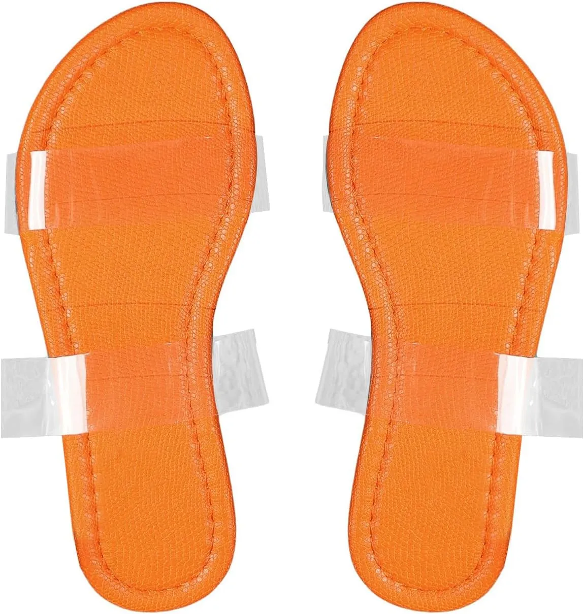 GORGLITTER Women's Clear Sandals Open Toe Transparent Two Strap Sandals Clear Slide Sandals
