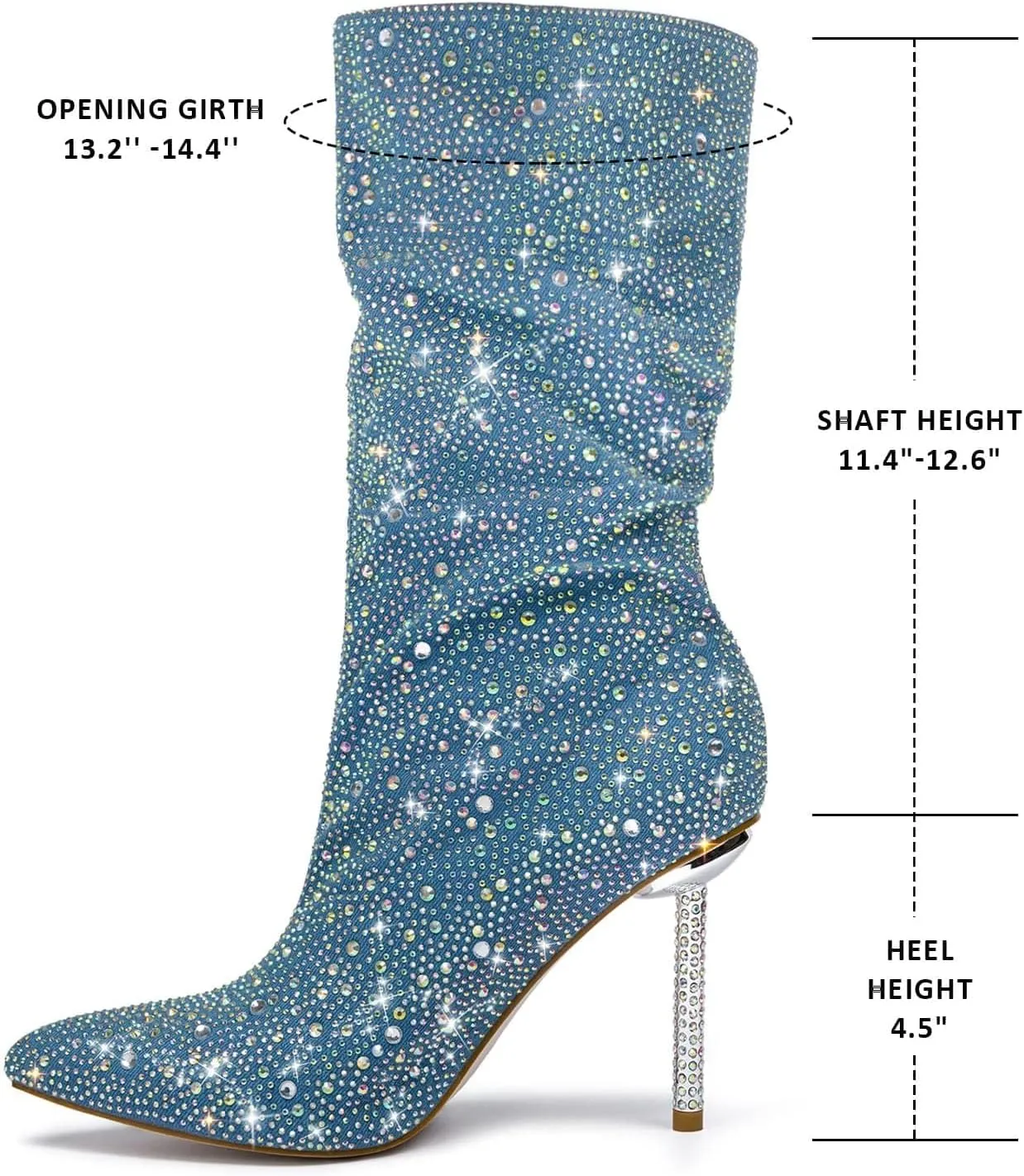 GOSERCE Rhinestone Boots for Women Ankle High Stiletto Heel Hollow Out Breathable Pointed Toe Sexy High Heel Booties Fashion with Side Zipper Party Prom Wedding Birthday