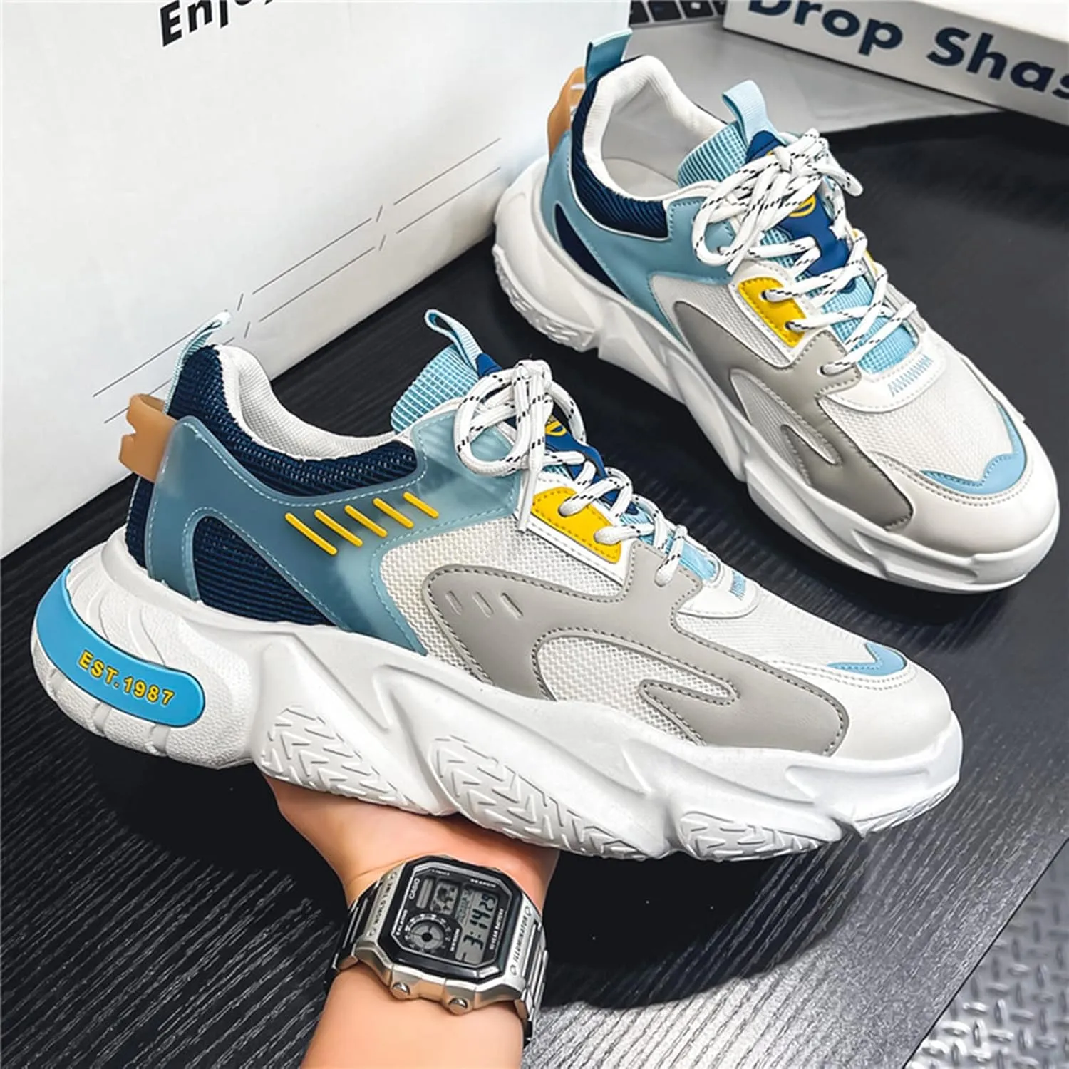 GSIGUL Men's Road Running Shoes Tennis Walking Shoes Cushioning Mens Sneaker Athletic Casual Shoes for Men
