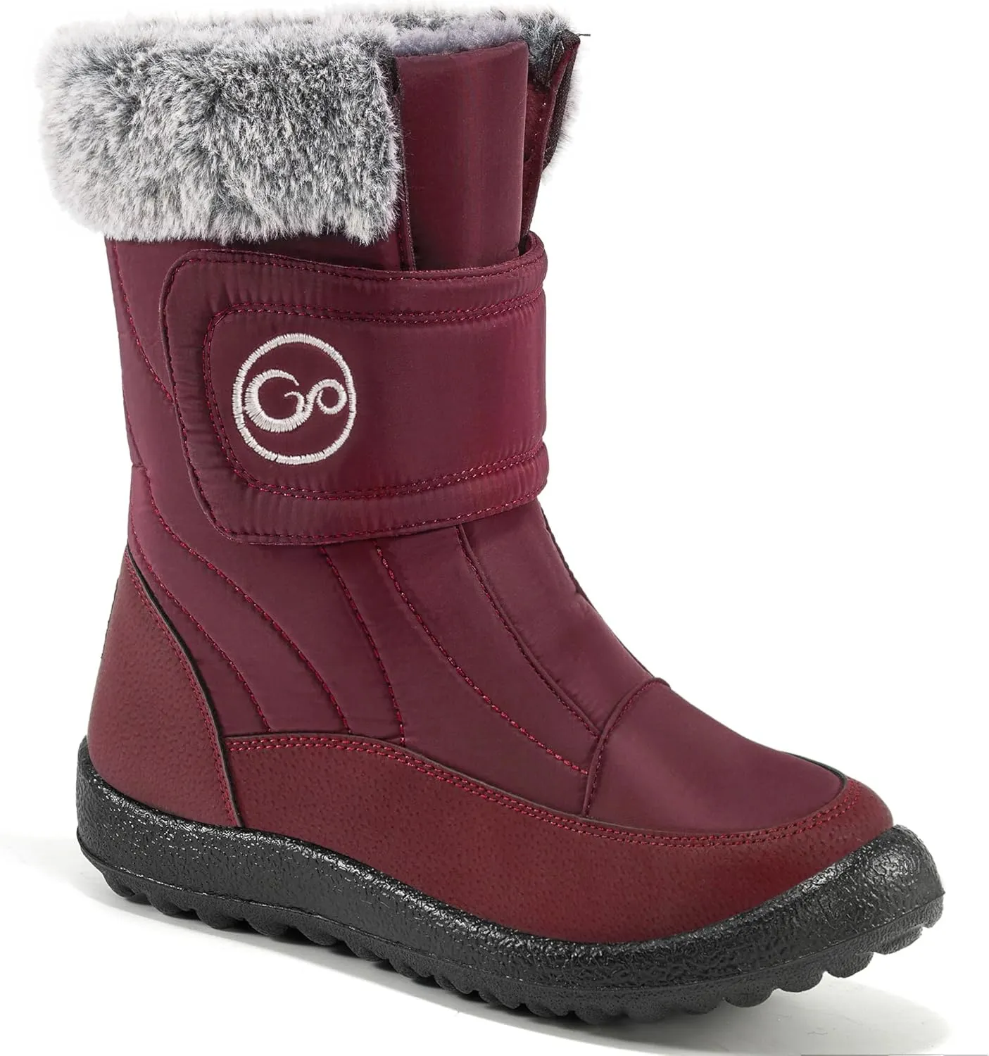 HARENCE Girls Boys Snow Boots: Comfortable Warm Fur Lined Toddler Winter Boot Hook Loop Outdoor Waterproof Slip on Boots for Kids