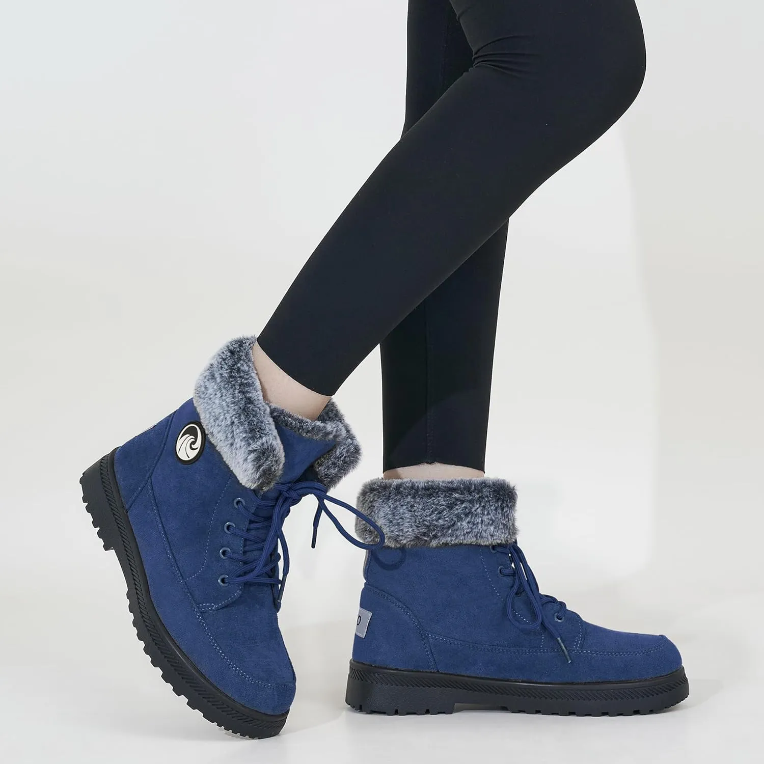 HARENCE Winter Snow Boots for Women: Warm Fur Lined Ankle Booties Lace Up Slip on Outdoor Walking Womens Boots