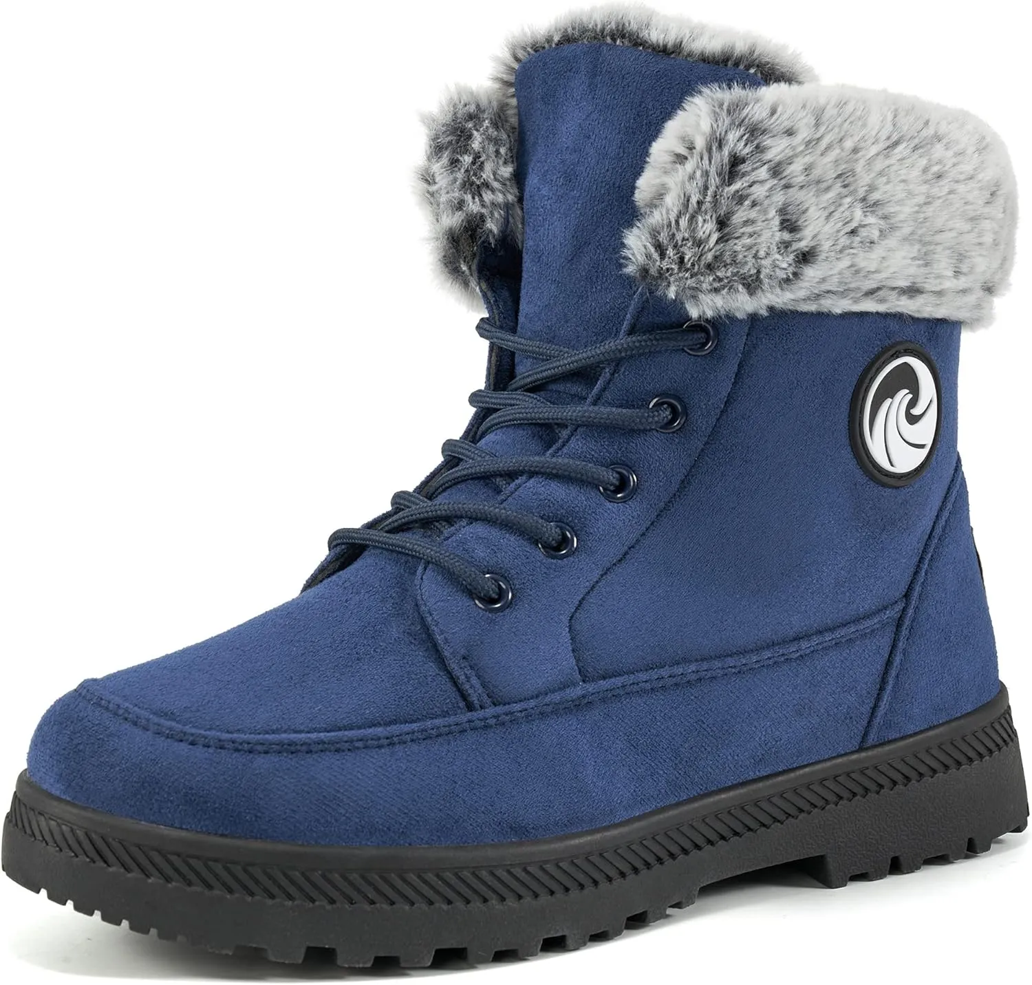 HARENCE Winter Snow Boots for Women: Warm Fur Lined Ankle Booties Lace Up Slip on Outdoor Walking Womens Boots