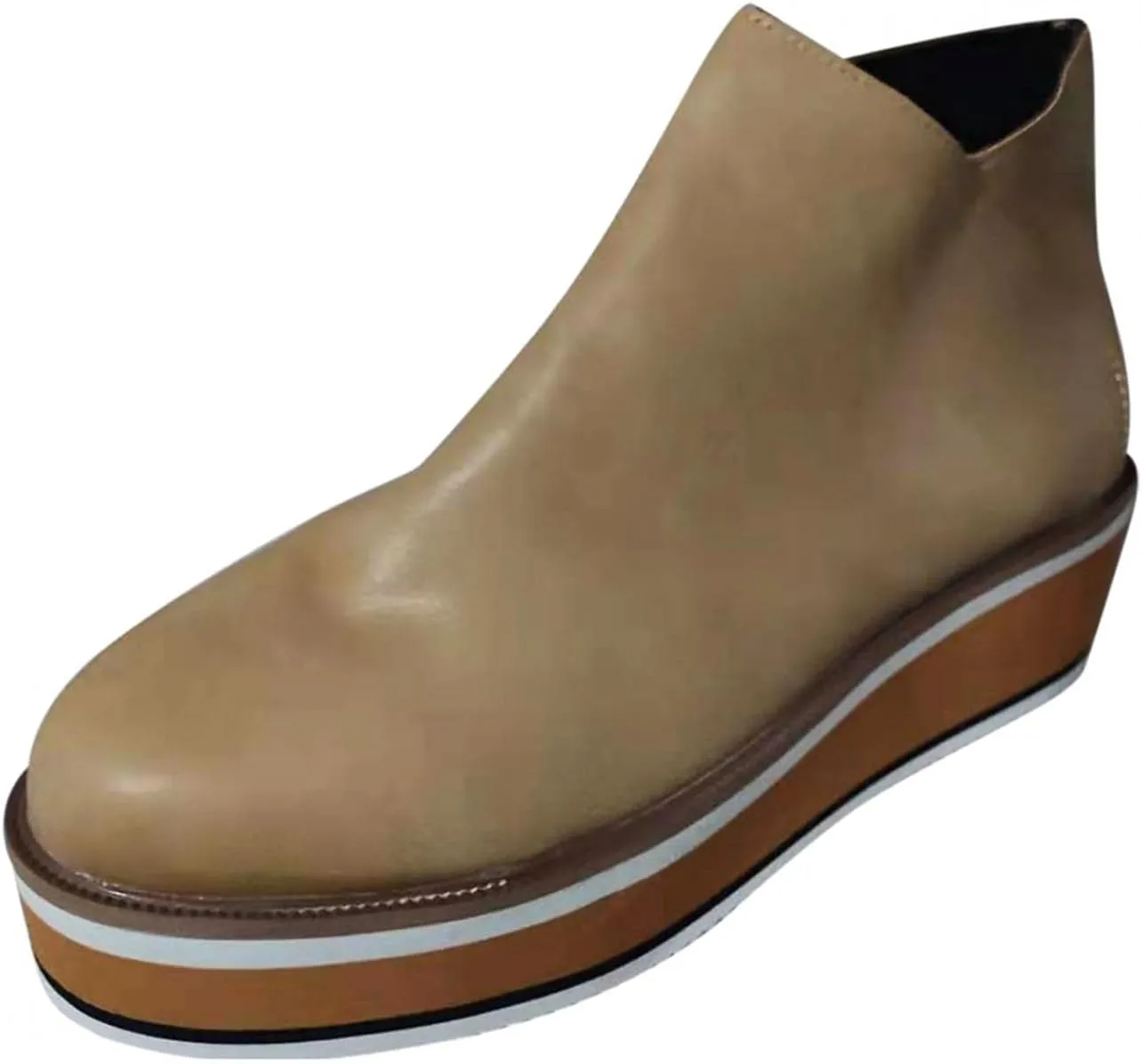 Hbeylia Platform Wedge Ankle Booties For Women Ladies Fashion Casual Leather Round Toe Chunky Bottom High Heels Ankle Boots High Top Fashion Sneakers Walking Shoes Winter Fall Dress Short Boots