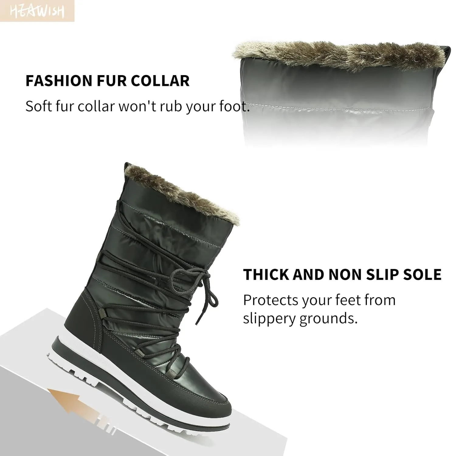 HEAWISH Women’s Winter Snow Boot Fur Lined Mid Calf Warm Boots