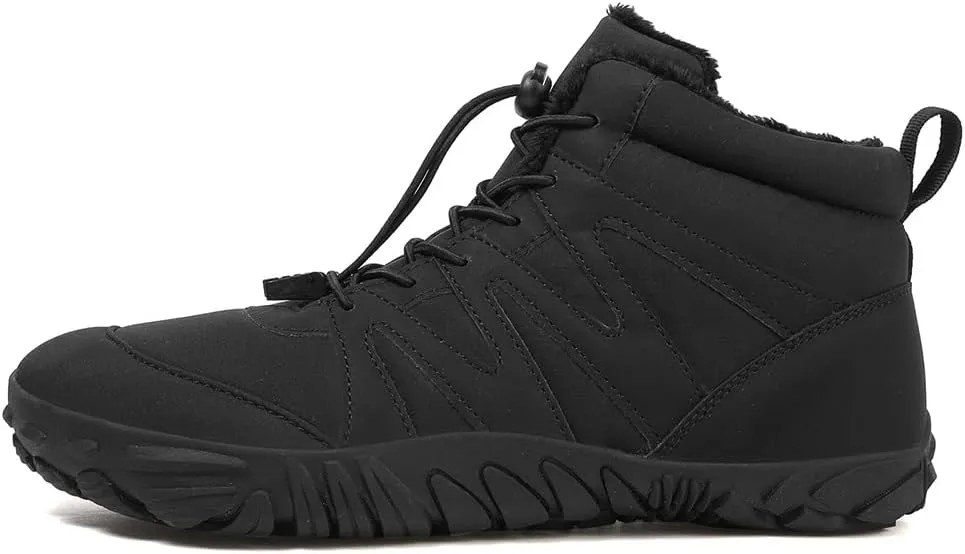 HiGropcore Barefoot Snow Boots for Women Men, Warm Fur Lined Water Repellent Winter Barefoot Shoes, Wide Toe Box Lightweight Outdoor Ankle Boots