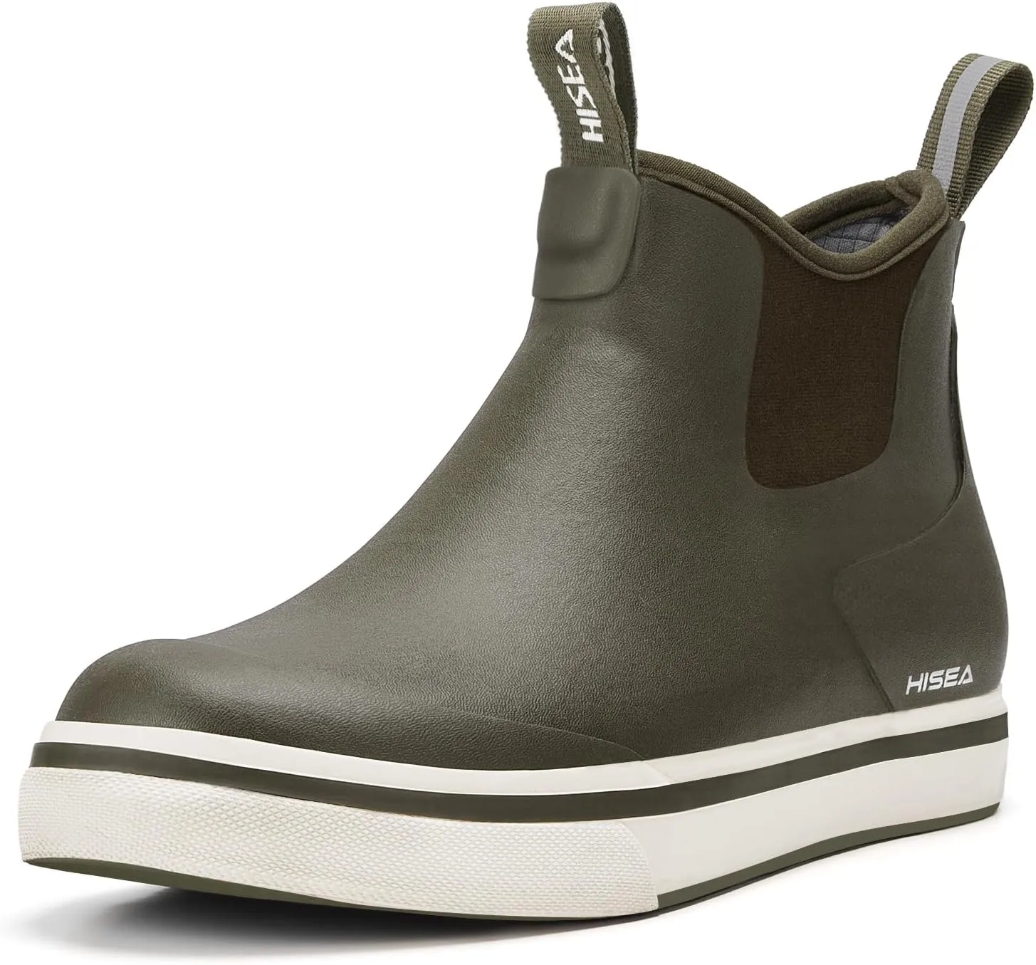 HISEA Men's Deck Boots Saltwater Fishing Booties Waterproof Ankle Rain Boots High Traction