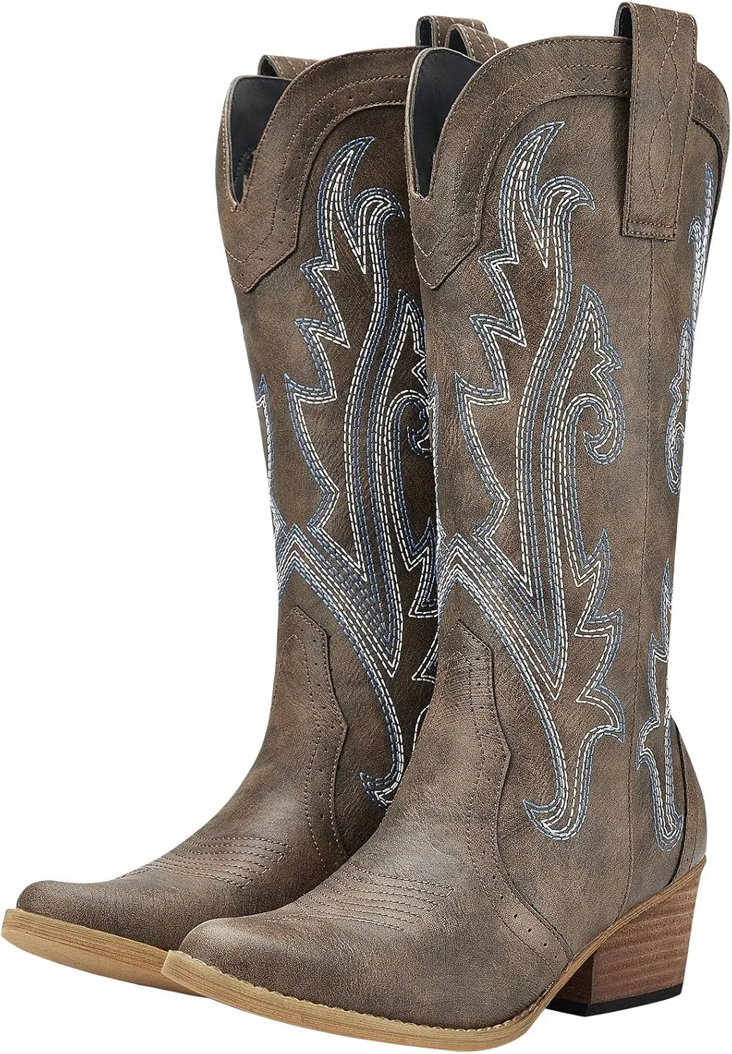 HISEA Rollda Cowboy Boots for Women Cowgirl Boots Ladies Western Embroidery Pointy Toe