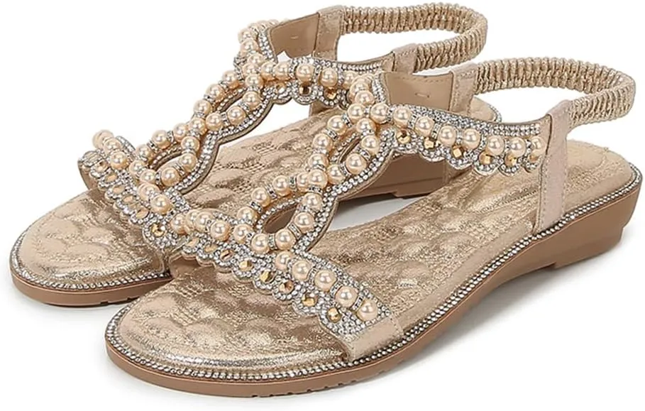 HNGHOU Women's Summer Casual Bohemia Open Toe Beach Wedge Sandal Shoes